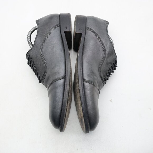 John Varvatos Men\'s UK 10.5 Black Silver Leather Cap Toe Shoes Handmade Italy main image 5